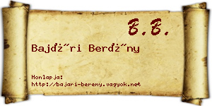 Bajári Berény névjegykártya